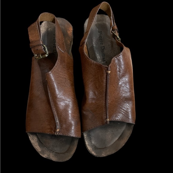 Brown Pierre Dumas cork slide on wedges 6.5 so comfy & cute - Picture 3 of 4